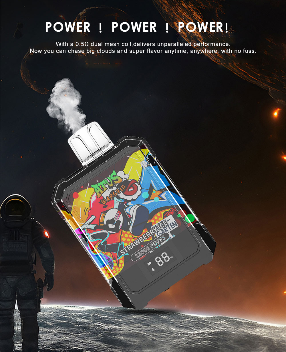DE013A 12000 Puffs Texas TX USA Disposable Vapes with LED display screen and adjustable airflow