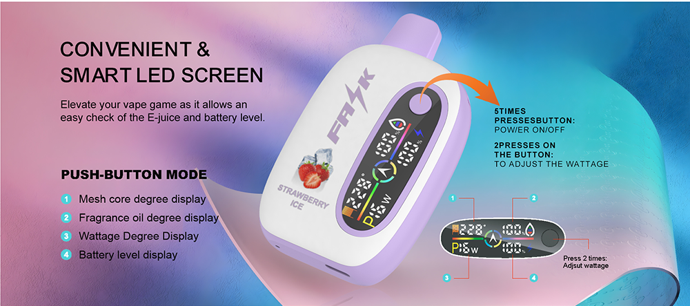 DE016 Texas TX USA 25000 Puffs Disposable Vape with LED display screen and adjustable airflow rechargeable