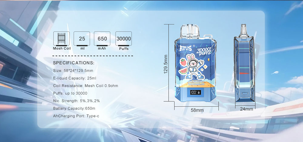 DE017 Texas TX USA 30000 Puffs Disposable Vape with LED display screen and adjustable airflow rechargeable