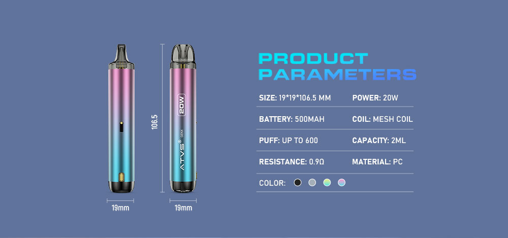 DE020 Texas TX USA Refillable Pod Kit System Device with Adjustable Airflow MTL RDL ATVS Vape