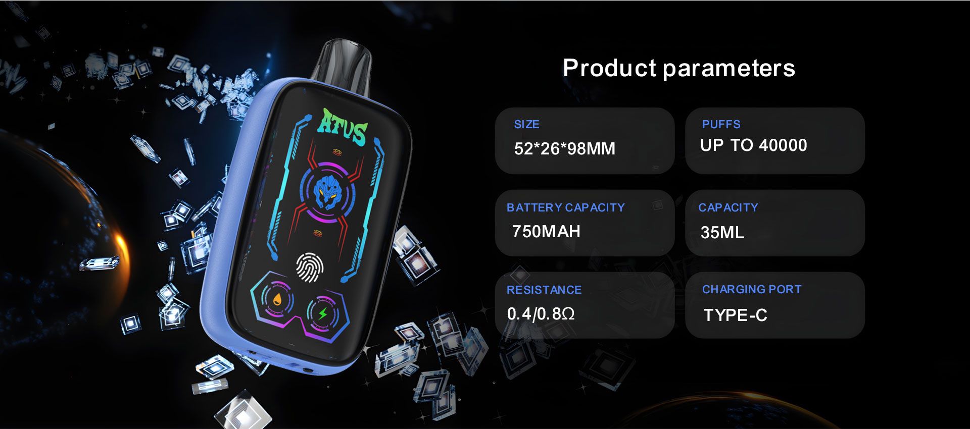 DE023 Texas TX USA 40000 Puffs Disposable Vape with Full screen rechargeable and adjustable airflow ATVS Vape