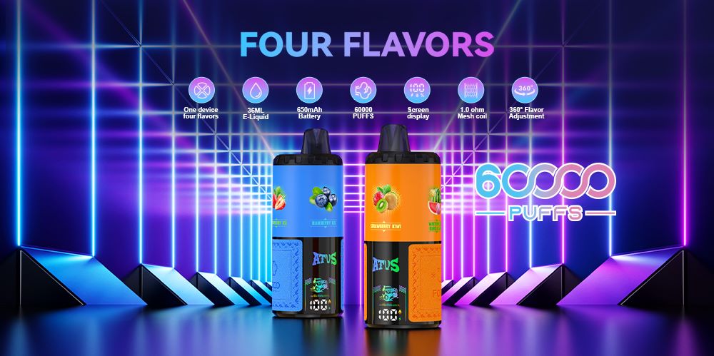 DE030 Texas TX USA 60000 Puffs Disposable Vape with LED Display Screen and Adjustable Airflow Rechargeable ATVS Vape