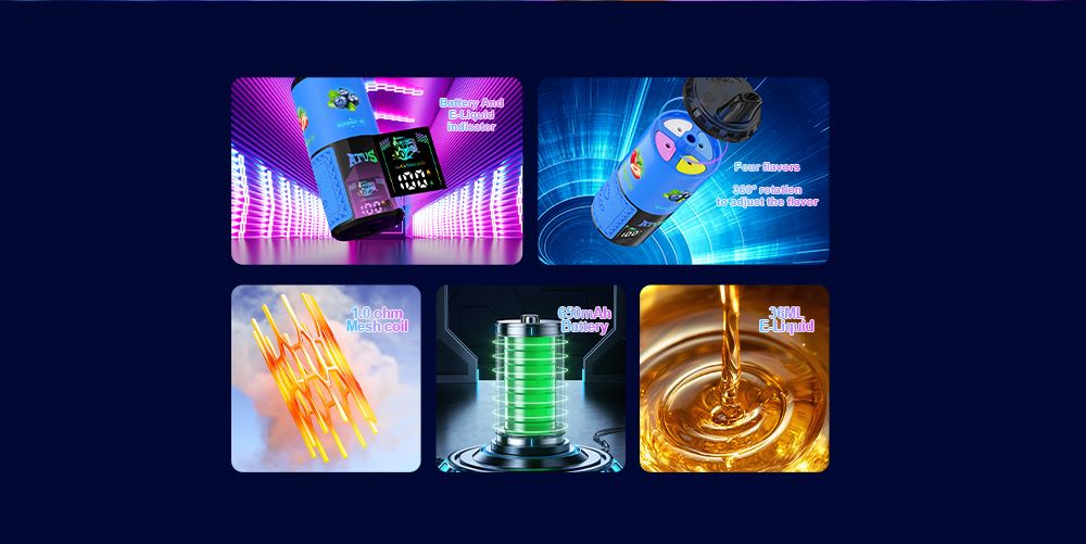 DE030 Texas TX USA 60000 Puffs Disposable Vape with LED Display Screen and Adjustable Airflow Rechargeable ATVS Vape