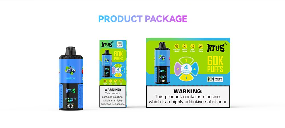 DE030 Texas TX USA 60000 Puffs Disposable Vape with LED Display Screen and Adjustable Airflow Rechargeable ATVS Vape