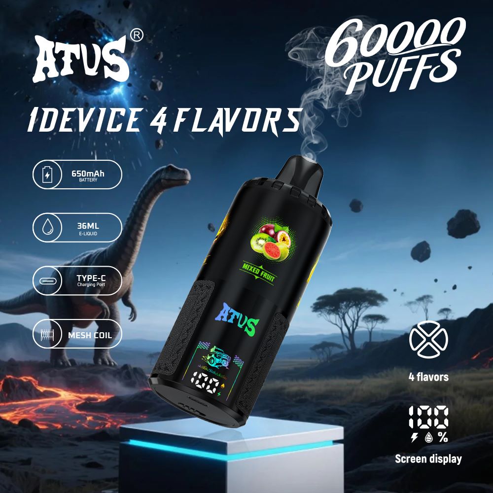 60000 Puffs Four-in-one flavored  Disposable Vapes with LED display screen and adjustable airflow EU Warehouse ATVS 60K Puff Rotating 4in1 Four Flavors Disposable Vape Pen with Mesh Coil and Type C Port Poland Bulk Orders MOQ 100 PCS disposable vape pen